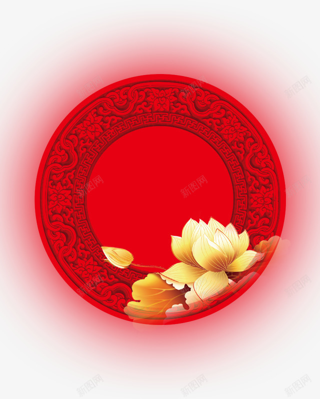 金色的莲花png免抠素材_88icon https://88icon.com 中国风 卡通 国庆 底纹 红色 花朵 花纹 莲花