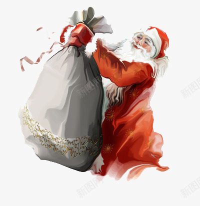 水彩圣诞老人拿着礼袋png免抠素材_88icon https://88icon.com 圣诞节 庆祝 红色 西方