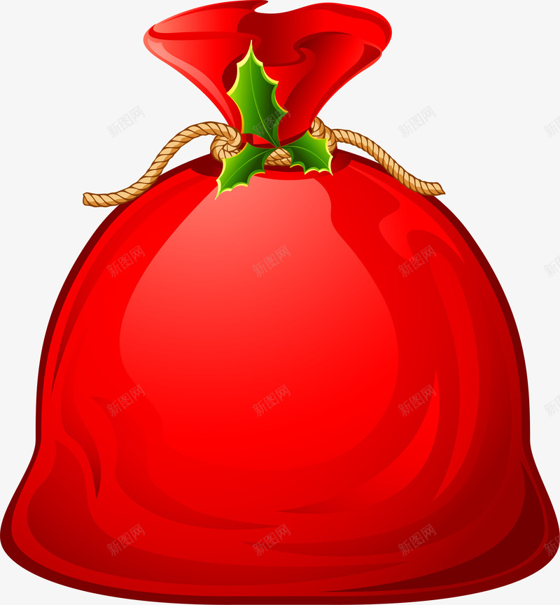 红色卡通福袋png免抠素材_88icon https://88icon.com 冬青 圣诞老人 圣诞节 红色福袋 袋子 装饰图案