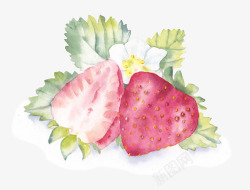 小清新水彩手绘水果草莓素材