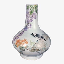 古典花鸟陶瓷花瓶素材