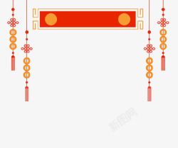 中国风新春红色背景吊饰素材