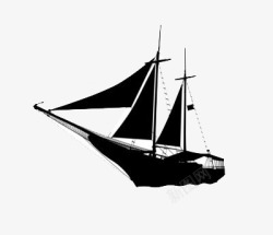 黑色的帆船剪影素材