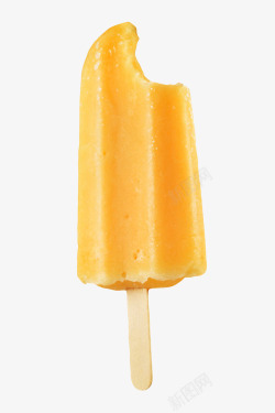 解暑止渴被咬了一口的黄色解渴食品冰棍高清图片