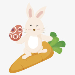 复活节可爱彩蛋小兔子胡萝卜矢量图素材