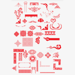 中国风花纹红色纹理边框横幅素材