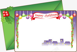 手绘绿色信封圣诞卡片图案素材