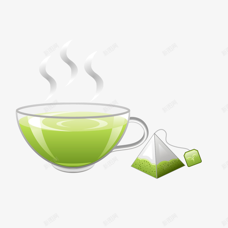 绿茶矢量图ai免抠素材_88icon https://88icon.com 杯子 玻璃杯 绿茶 茶叶 茶叶装饰 茶杯 矢量图