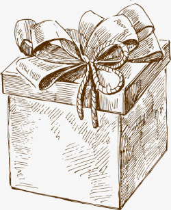 圣诞节线条手绘效果礼盒高清图片