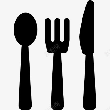 餐厅餐具三件轮廓的图标图标