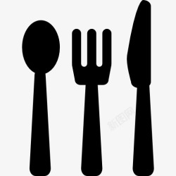 套刀餐厅餐具三件轮廓的图标高清图片