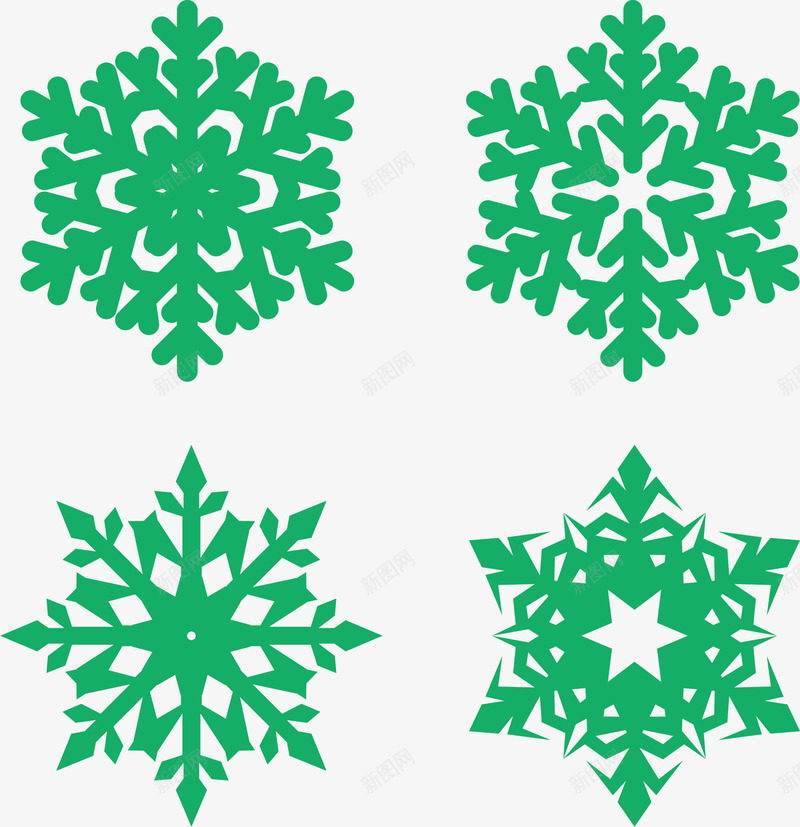 窗花矢量图ai免抠素材_88icon https://88icon.com 剪纸 绿色 雪花 矢量图