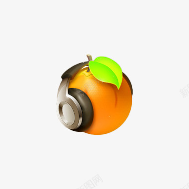 香橙水果茶卡通戴耳机的香橙图标图标