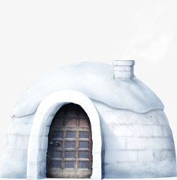 手绘冬季房屋雪景素材
