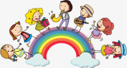 幼儿园彩虹插画素材