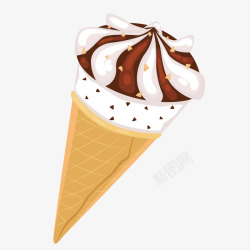 夏季甜筒黄色卷筒巧克力冰淇淋高清图片