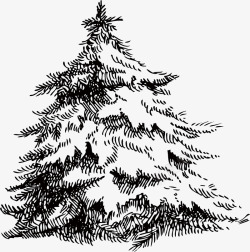 圣诞夜的圣诞树黑色素描圣诞树高清图片