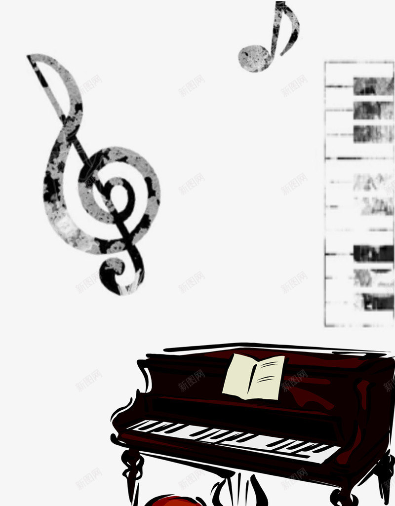 音乐教室png免抠素材_88icon https://88icon.com 琴谱 钢琴 音乐教室 音符 黑白键盘