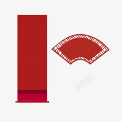 传统红色扇形中国风标题栏素材