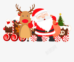 火车麋鹿圣诞老人和麋鹿高清图片