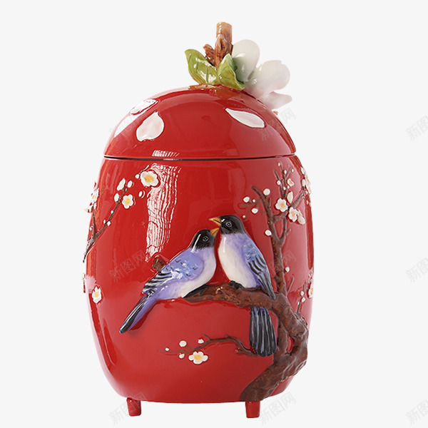 红色创意花鸟瓷器png免抠素材_88icon https://88icon.com 创意花鸟瓷器 瓷器素材 红色瓷器 花鸟瓷器