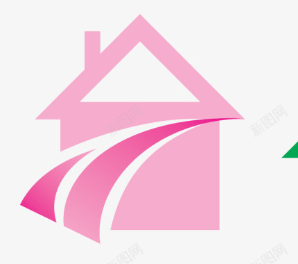 粉色墨迹粉色房子图标图标