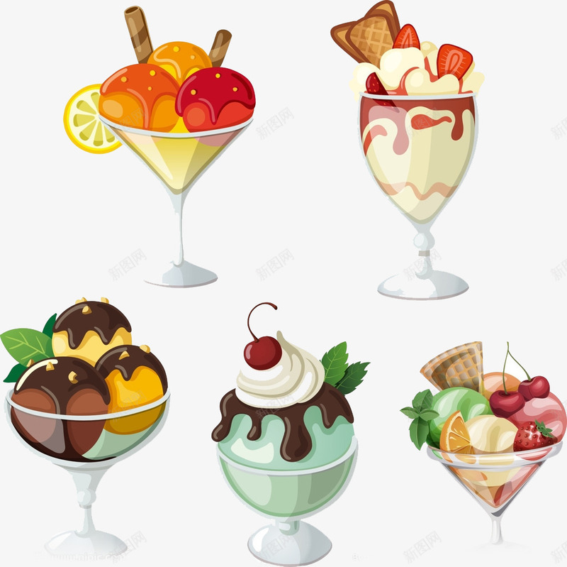 冰淇淋杯子png免抠素材_88icon https://88icon.com 冰淇淋 冷饮 卡通 雪球 雪糕 食物