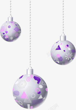圣诞节紫色吊球装饰素材