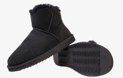 灰色棉靴黑色的雪地靴高清图片