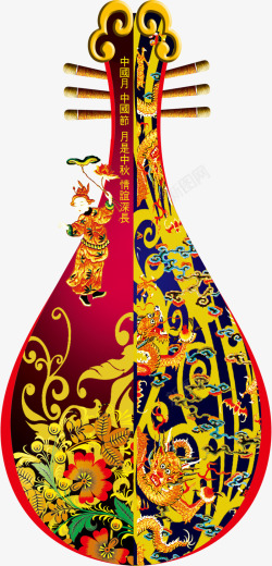 中国风古典乐器二胡中秋节素材