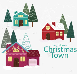 圣诞小屋彩色房子圣诞小镇矢量图高清图片
