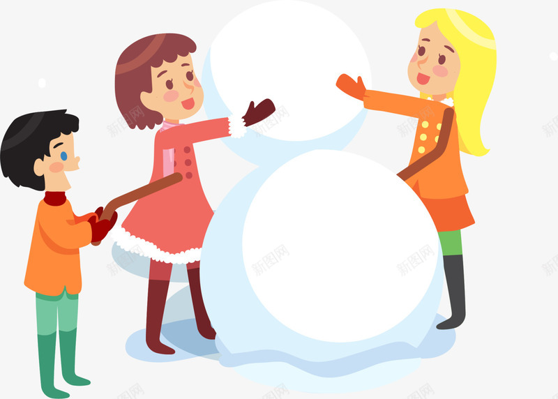 冬季堆雪人的小朋友png免抠素材_88icon https://88icon.com 冬季小朋友 可爱小朋友 堆雪人的小朋友 寒冷冬季 白色雪球 白雪皑皑