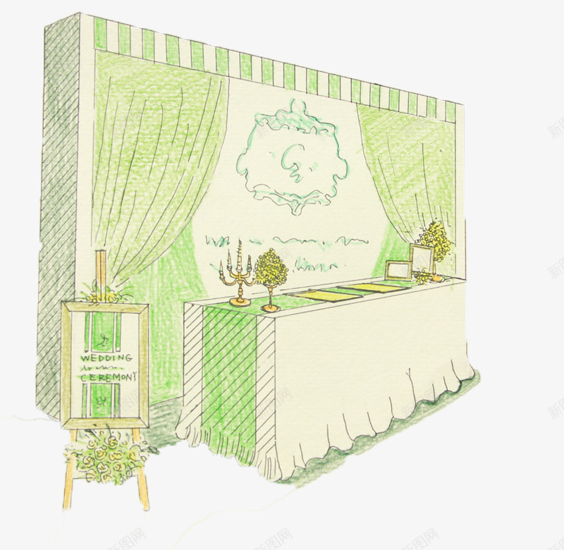手绘婚礼现场png免抠素材_88icon https://88icon.com 婚礼 婚礼现场 彩绘 结婚