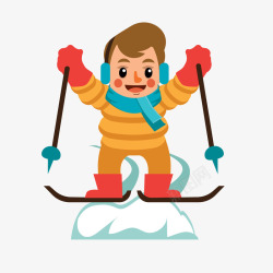 卡通滑雪男孩素材