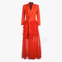 红色蓬蓬裙晚礼服素材