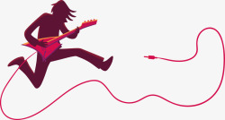 粉红色跳跃的摇滚歌手矢量图素材