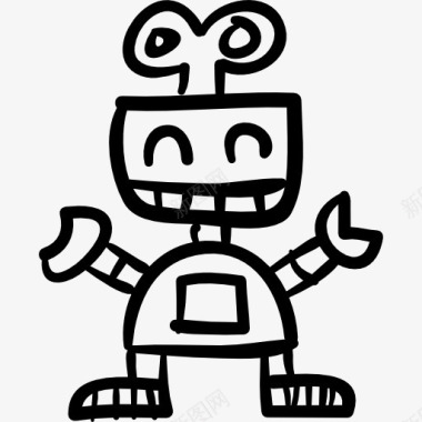 快乐小孩机器人手拉玩具图标图标