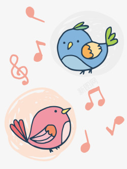 小鸟唱歌手绘唱歌的小鸟高清图片