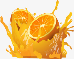 手绘橙汁矢量图素材
