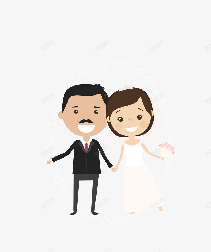 肤色卡通结婚新人幸福png免抠素材_88icon https://88icon.com 卡通 幸福 矢量结婚新人 结婚新人 肤色结婚新人