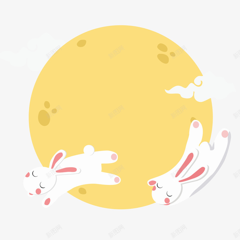 月亮上的小兔子png免抠素材_88icon https://88icon.com 元月 小兔子 月亮 祥云