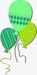 绿色气球卡通卡片素材