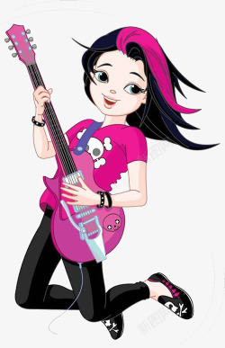 简笔画吉他素材弹吉他的女孩高清图片