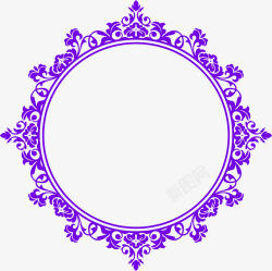 紫色花环圆形婚庆素材