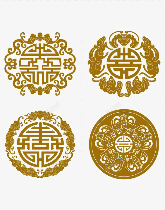 中国风窗花png免抠素材_88icon https://88icon.com 中国风印花 喜字 囍 窗花 窗花底纹