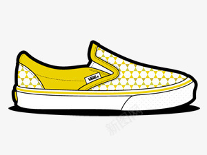 矢量手绘滑板设货车明星黄色的鞋vansli图标图标