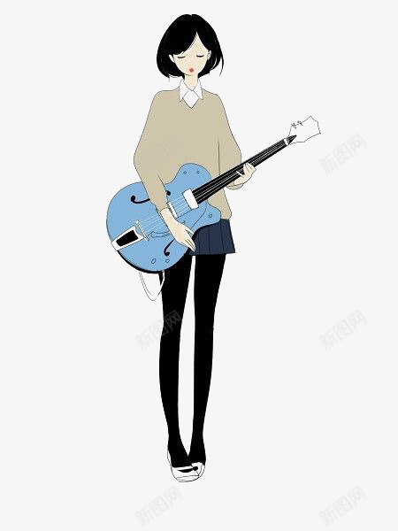 弹吉他的少女png免抠素材_88icon https://88icon.com 弹吉他 手绘女人 文艺少女 音乐