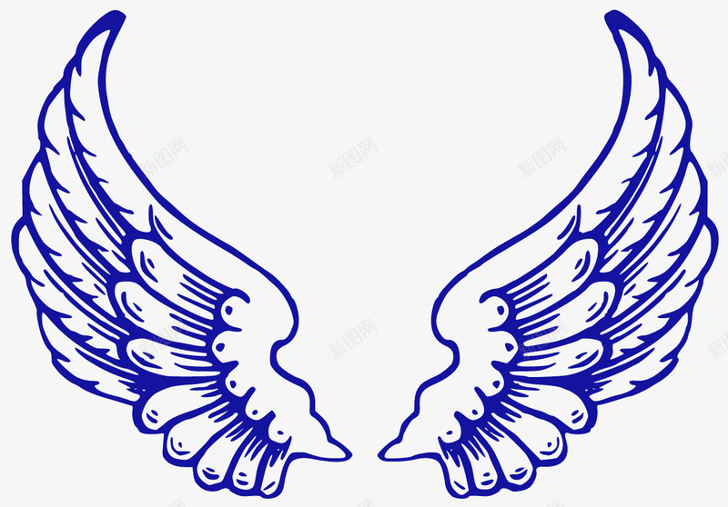 蓝色天使的翅膀手绘png免抠素材_88icon https://88icon.com 天使 天使与魔鬼 天使羽翼 翅膀 蓝色