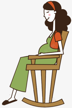 卡通孕妇坐在摇摇椅上休息素材