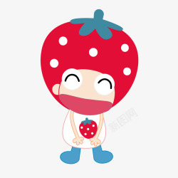 红色草莓头可爱卡通人素材